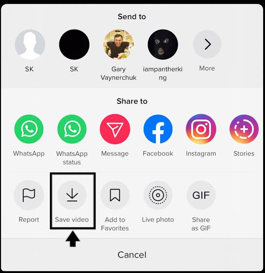 Tap Save Video