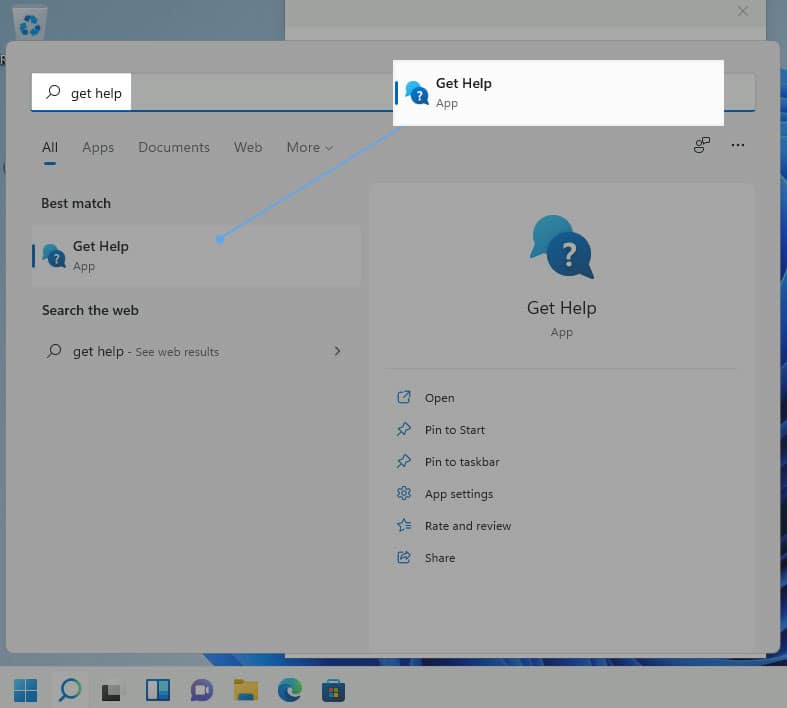 How to Get Help in Windows 11- choose Get help