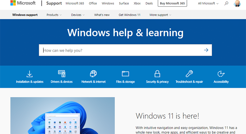 Visit Microsoft Support Website