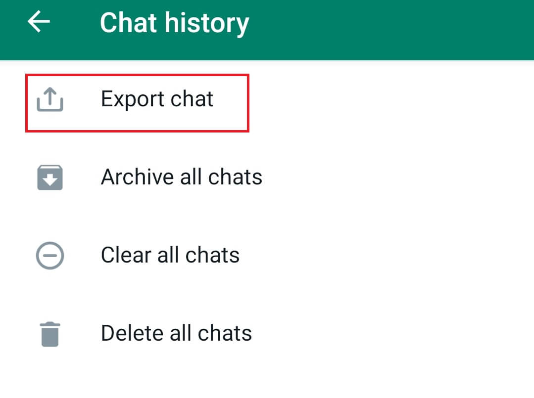 Export Chat Option on WhatsApp