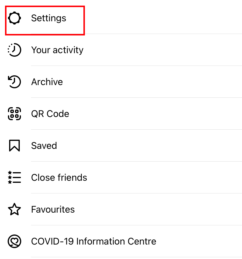 Instagram account settings