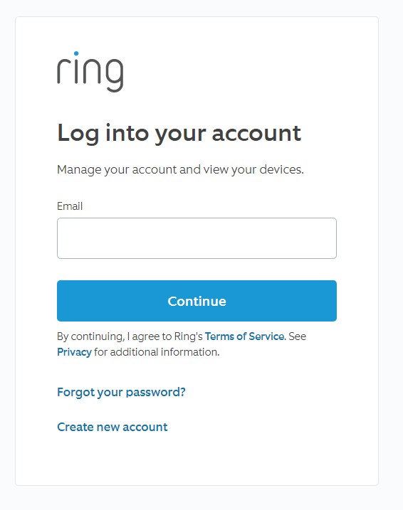 Login to Ring account