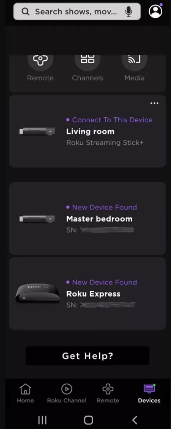 Roku mobile app to find IP address