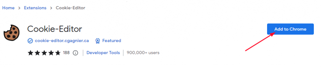 Clcik Add to Chrome to install Cookie Editor