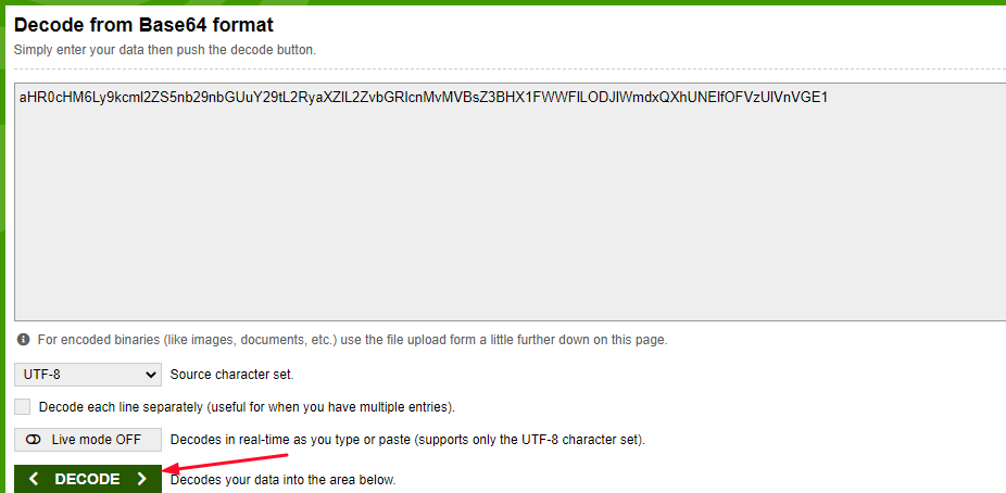 Visit Base64 decoder website