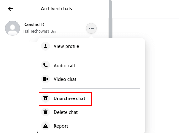 Unarchive the chat