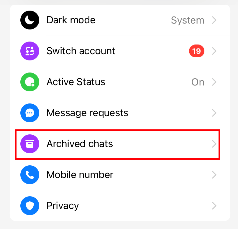 Archived Chats on Messenger 