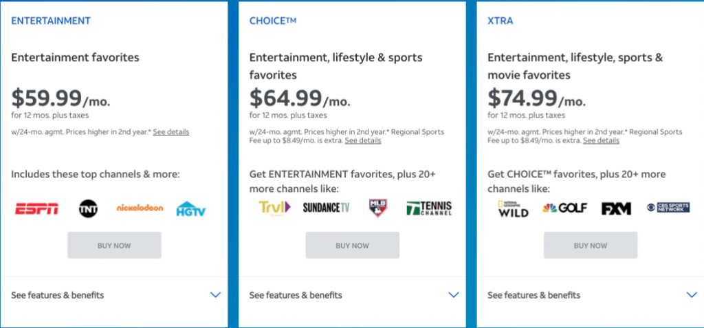 AT&T TV Subscription plans