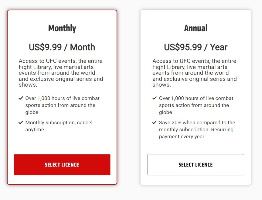 UFC Fight pass subscription