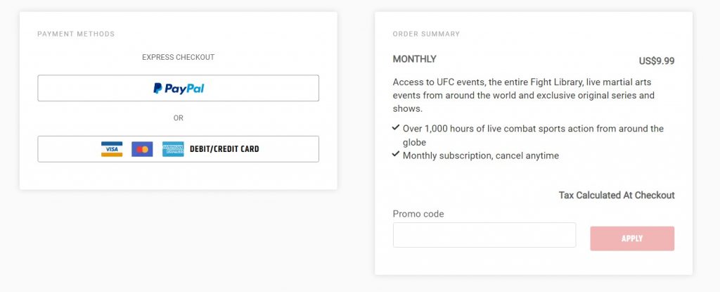 UFC Fight Pass payment