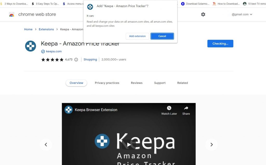 Adding Keepa extension to Chrome