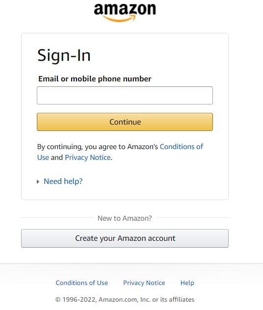Amazon sign-in