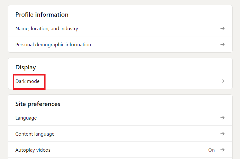LinkedIn Dark Mode