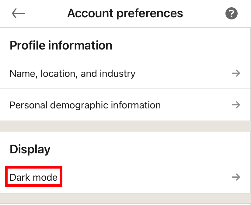LinkedIn Dark Mode