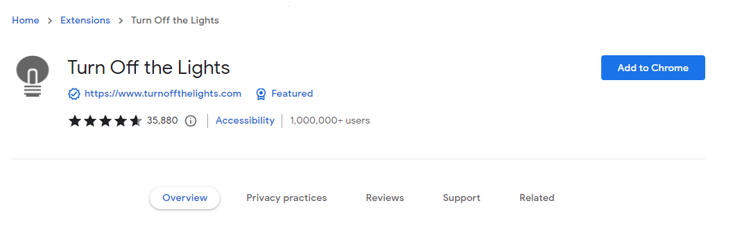 Add Turn off the Lights extension