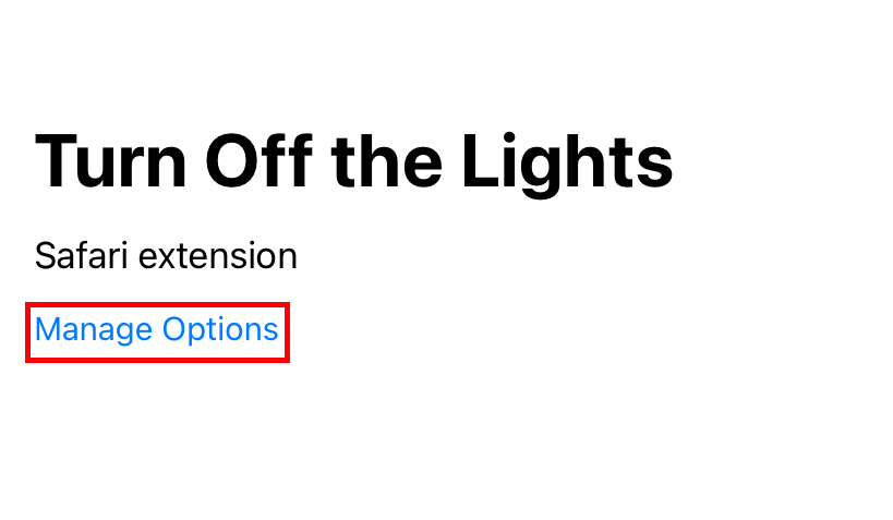 Manage Turn off the lights extension