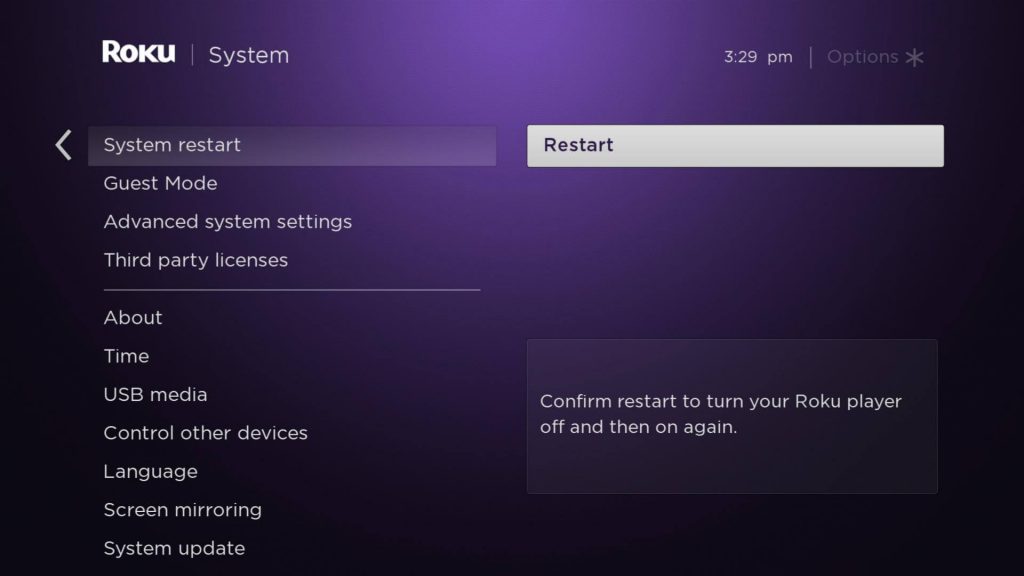 Restart Roku to fix Error Code 016