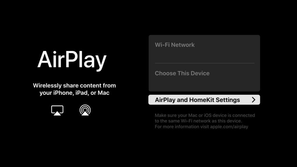 Select the AirPlay and HomeKit settings 