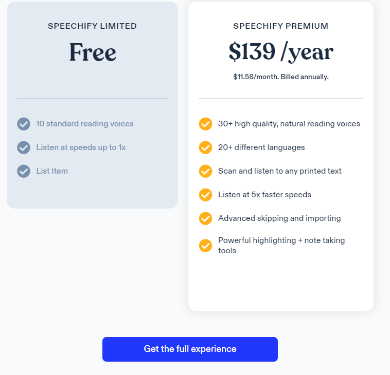 Speechify Premium Plans