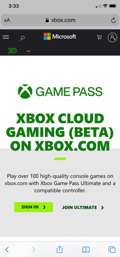 Xbox Cloud gaming on iOS