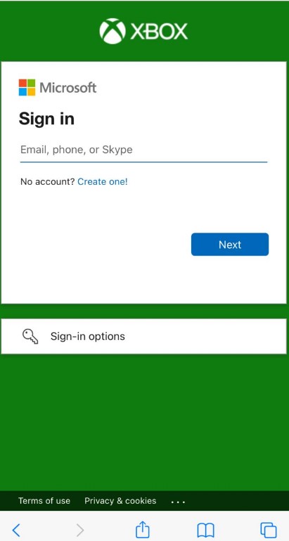 Signing in Xbox account
