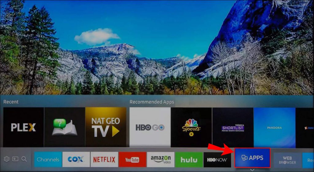   Apple TV on Samsung TV- Select Apps section