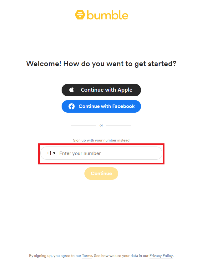 Sign up to get Bumble free trial