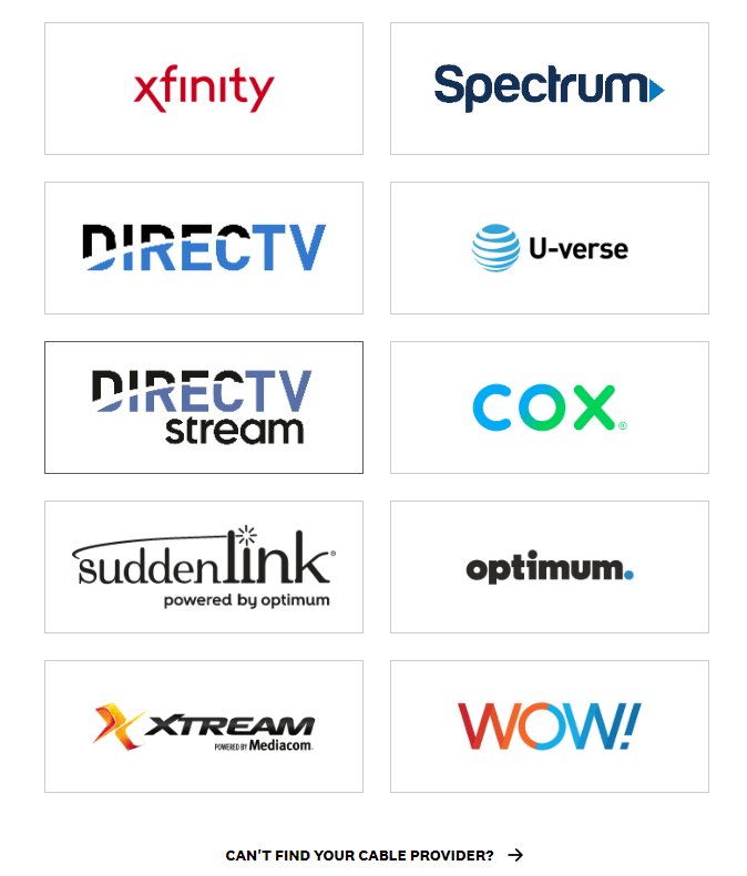 Choose your TV provider