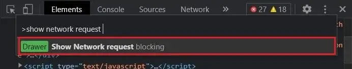 select the Show Network request blocking option