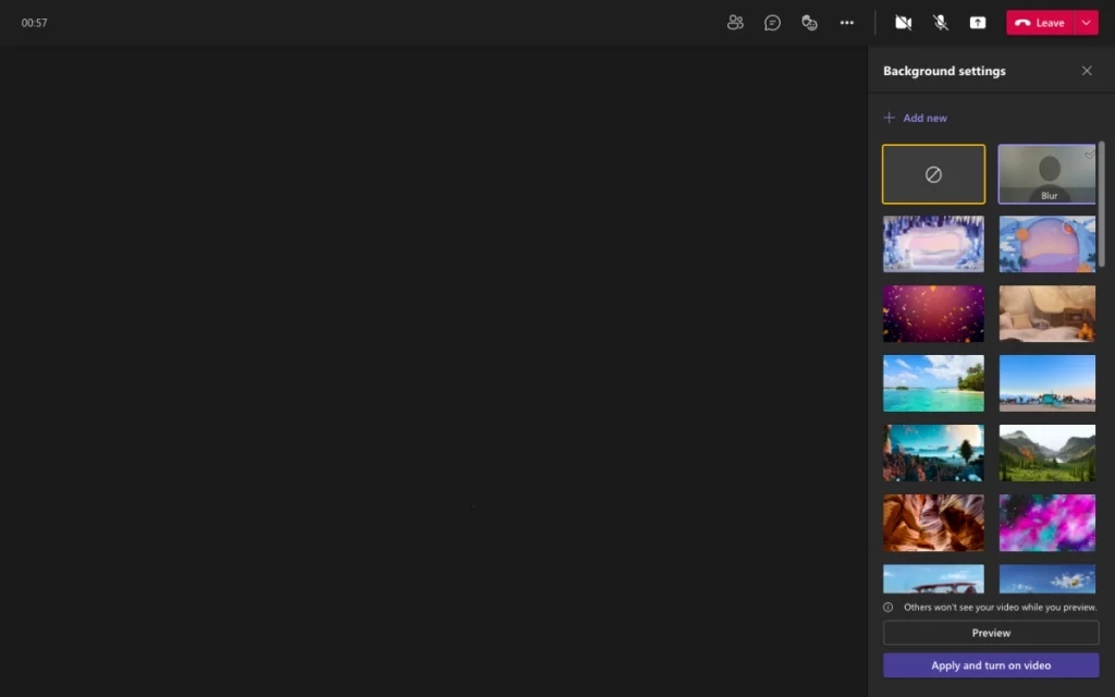 Choose Blur option to Blur Background in Microsoft Teams