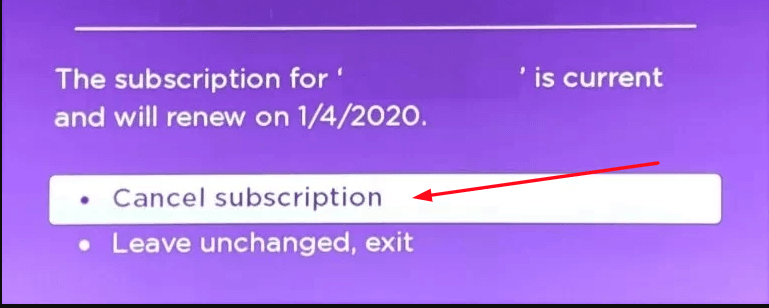 Click on Cancel Subscription option