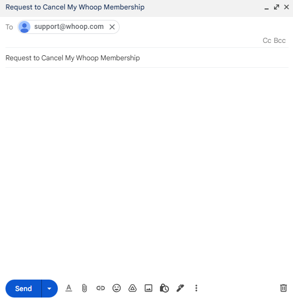 Cancel Whoop Membership By Sending Email