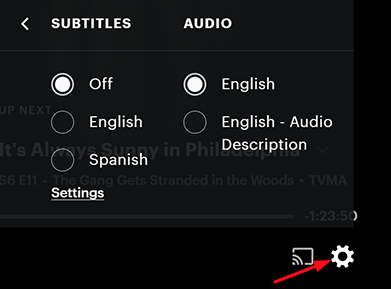 Select the available language under Audio and Subtitle menu