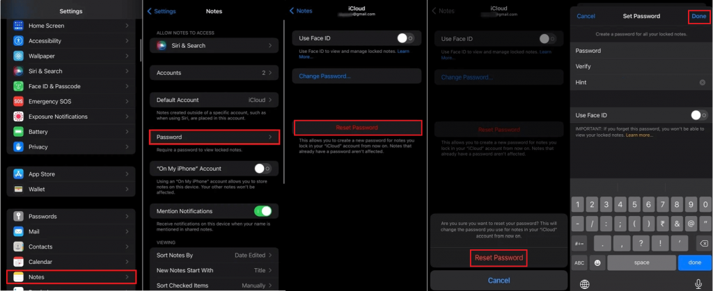 Reset Notes password on iPhone