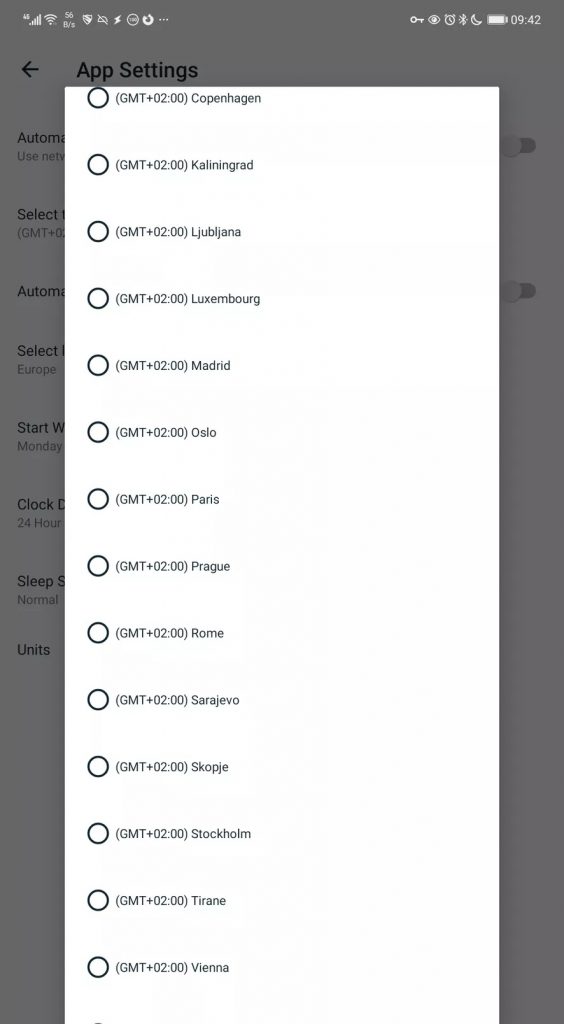 select the time zone to Change Time on Fitbit 