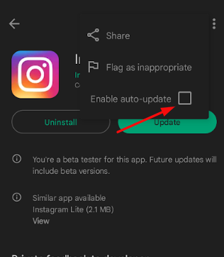 Uncheck the Auto Update option