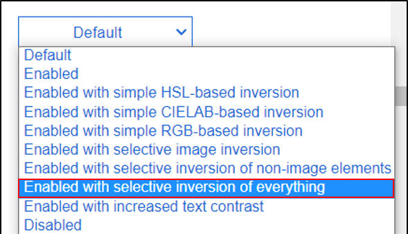 Select the Enabled with selective inversion of everything option