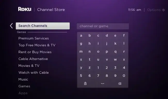 Select the Search Channels 