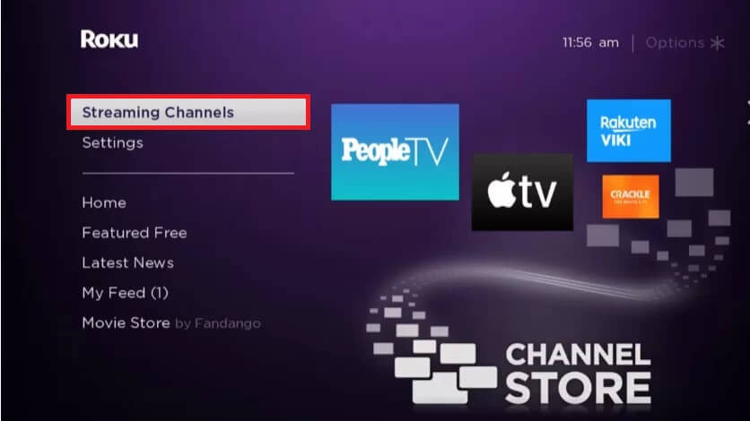 Click on the Streaming Channels option 