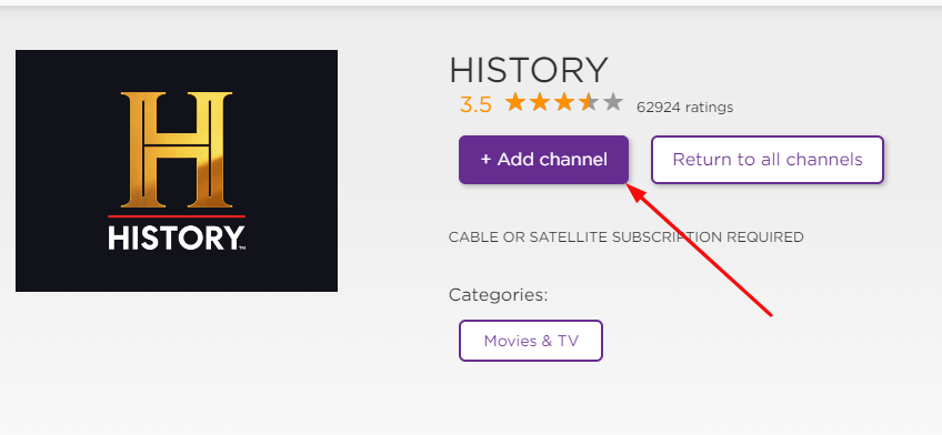 Steps to add History Channel on Roku
