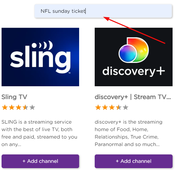 Method to Add NFL Sunday Ticket on your Roku Device