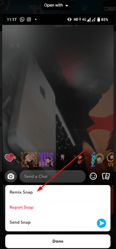 steps to use Remix Snap on Snapchat