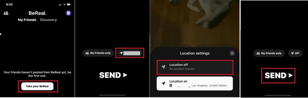 Turn Off Location on BeReal temporarily on iPhone