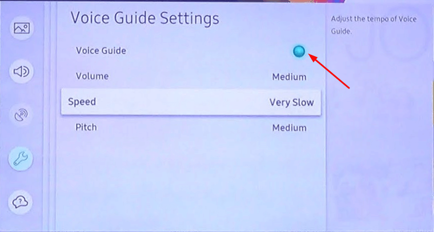 Method to Turn off Voice Guide on Samsung TV