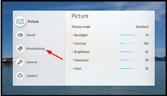 Select Broadcasting Menu