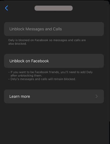 Method to Unblock someone on Messenger