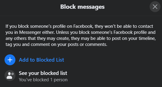 Select Blocked List option
