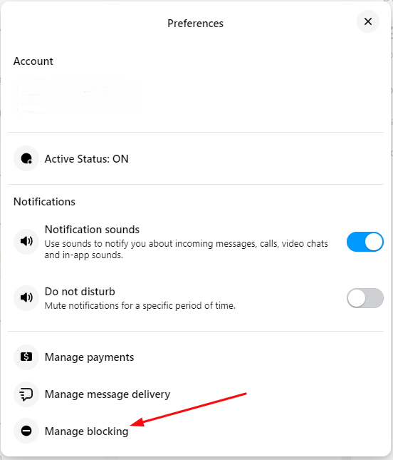 Select Manage Blocking option