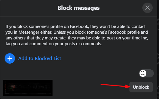 Method to Unblock Someone on Messenger