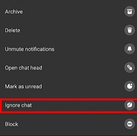 Choose Ignore Chat
